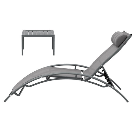 Keppel 3 Piece Sun Lounge Set, Grey Steel