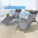 Grey textilene reclining sun lounger beside a pool