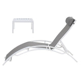 Gregory Outdoor Sun Lounge Set, Steel, 3 Piece, White