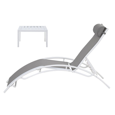 Keppel 3 Piece Sun Lounge Set, White Steel