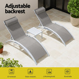 Gregory Outdoor Sun Lounge Set, Steel, 3 Piece, White