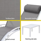 Gregory Outdoor Sun Lounge Set, Steel, 3 Piece, White