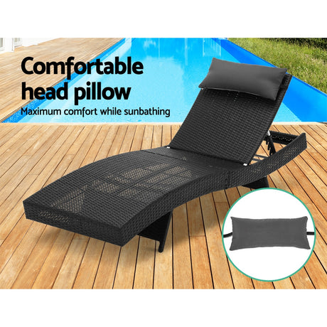 Agnes Water Sun Lounge, Black Wicker