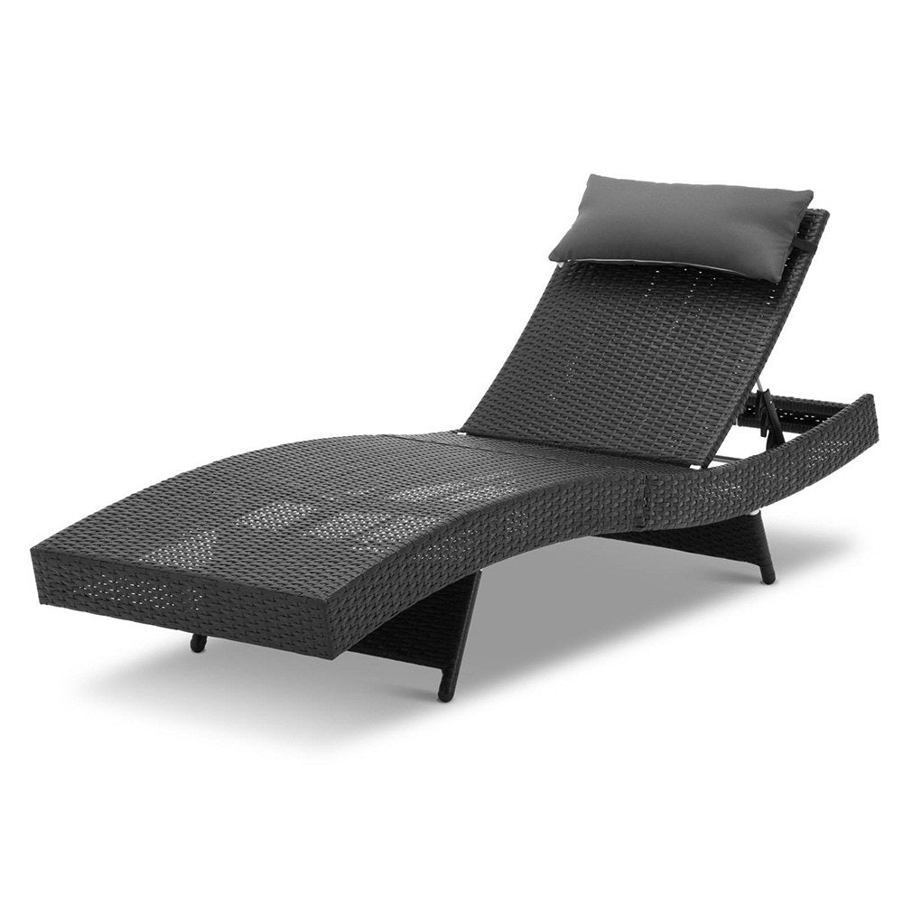 Agnes Water Sun Lounge, Black Wicker