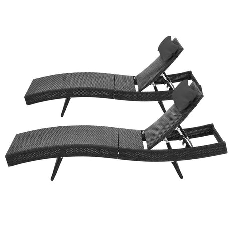 Agnes Water 2pcs Sun Lounge, Black Wicker