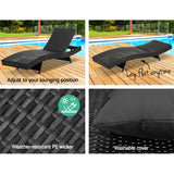 Ogilvie Sun Lounge, 2 piece, Black