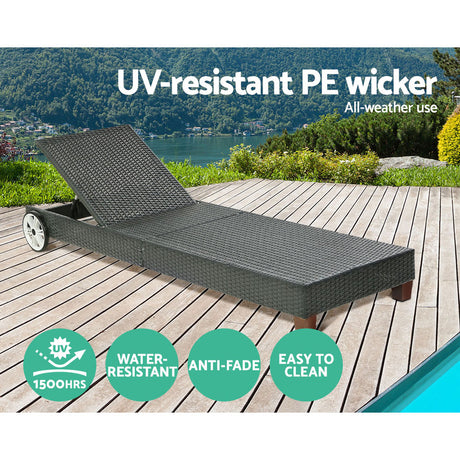 Gladstone Sun Lounge, Black Aluminium