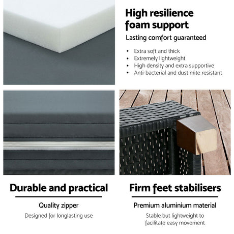 Gladstone Sun Lounge, Black Aluminium