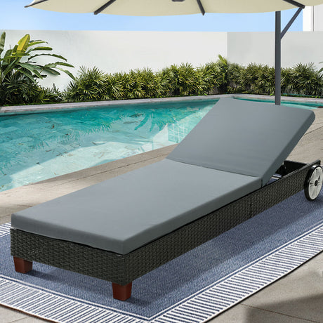 Gladstone black aluminium sun lounge in an outdoor setting