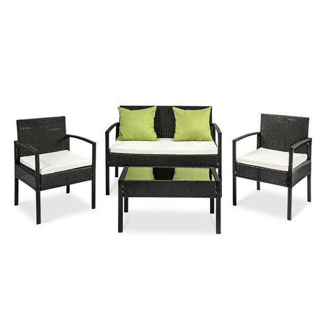 Clontarf 4 Piece Outdoor Sofa Set, Black