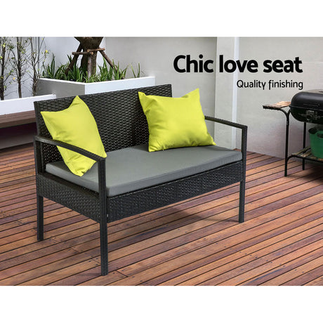 Tin Can Bay 4 Piece Outdoor Sofa Set, Black Wicker