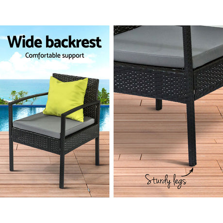 Tin Can Bay 4 Piece Outdoor Sofa Set, Black Wicker