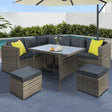 Gardeon Outdoor Wicker Dining Set with Aluminium Table Grey with Cushions — Allure Home Collections
