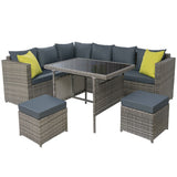 Gardeon Outdoor Wicker Dining Set with Aluminium Table Grey with Cushions — Allure Home Collections