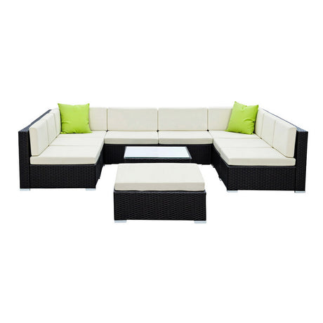 Gardeon 10 Piece Outdoor Wicker Sofa Set with Cover 9 Seater — Allure Home Collections