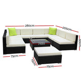 Gardeon 10 Piece Outdoor Wicker Sofa Set 9 Seater Lounge Setting — Allure Home Collections