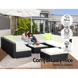 Gardeon 10 Piece Outdoor Wicker Sofa Set 9 Seater Lounge Setting — Allure Home Collections