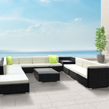 Shark Bay Outdoor Sofa Set, Wicker Rattan, 12 Piece, Brown