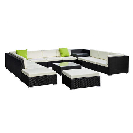 Gardeon 13 Piece Outdoor Wicker Sofa Set with Cover 11 Seater — Allure Home Collections