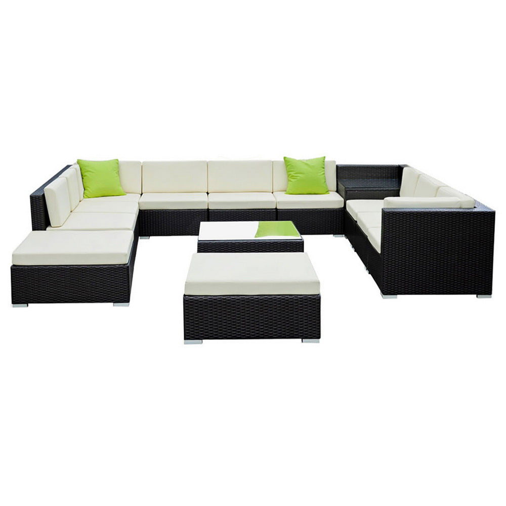 Gardeon 13 Piece Outdoor Wicker Sofa Set with Cover 11 Seater — Allure Home Collections