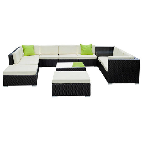 Gardeon 13 Piece Outdoor Wicker Sofa Set with Cover 11 Seater — Allure Home Collections