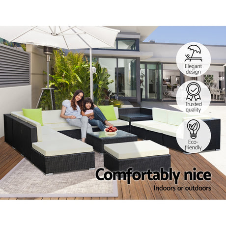 Gardeon 13 Piece Outdoor Wicker Sofa Set 11 Seater Lounge Setting — Allure Home Collections