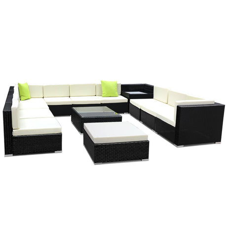 Gardeon 13 Piece Outdoor Wicker Sofa Set 11 Seater Lounge Setting — Allure Home Collections