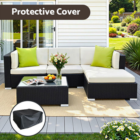 Gardeon 5 Piece Outdoor Wicker Sofa Set with Cover 4 Seater — Allure Home Collections