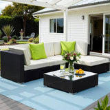 Gardeon 5 Piece Outdoor Wicker Sofa Set with Cover 4 Seater — Allure Home Collections