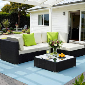 Diamond Head wicker outdoor sofa set with protective cover seating four