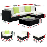 Gardeon 5 Piece Outdoor Wicker Sofa Set 4 Seater Lounge Setting — Allure Home Collections