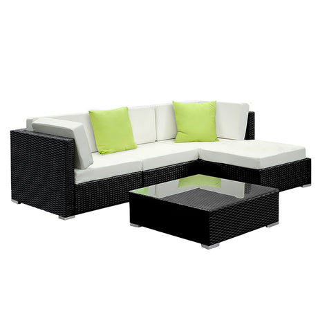 Gardeon 5 Piece Outdoor Wicker Sofa Set 4 Seater Lounge Setting — Allure Home Collections