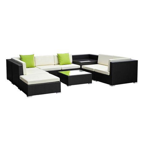 Gardeon 9 Piece Outdoor Wicker Sofa Set with Cover 7 Seater — Allure Home Collections