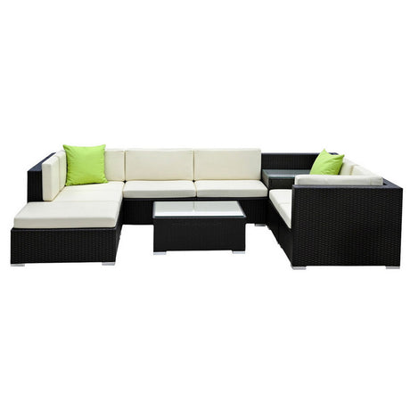 Gardeon 9 Piece Outdoor Wicker Sofa Set with Cover 7 Seater — Allure Home Collections