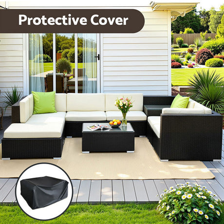 Gardeon 9 Piece Outdoor Wicker Sofa Set with Cover 7 Seater — Allure Home Collections