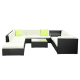 Gardeon 9 Piece Outdoor Wicker Sofa Set 7 Seater Lounge Setting — Allure Home Collections
