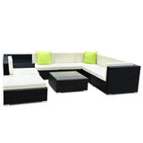 Gardeon 9 Piece Outdoor Wicker Sofa Set 7 Seater Lounge Setting — Allure Home Collections