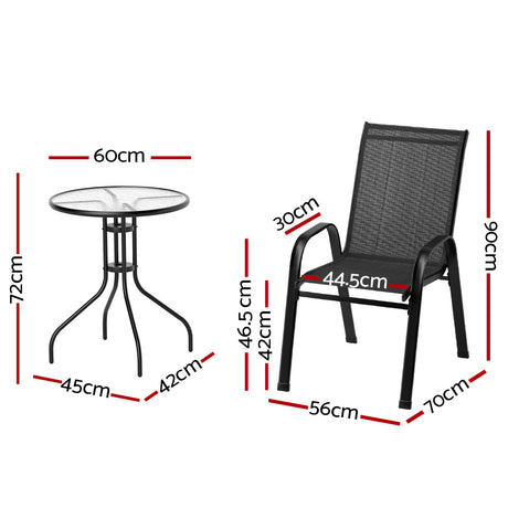Bucasia 5 Piece Outdoor Dining Set, Black Steel