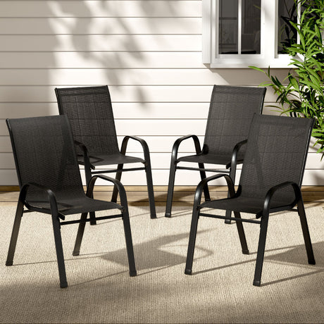 Gardeon 4 Piece Stackable Outdoor Dining Chairs White Grey or Black — Allure Home Collections