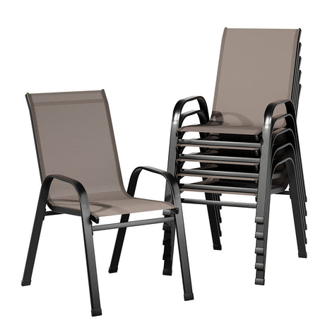 Durras Stackable Dining Chair, Brown 6pcs