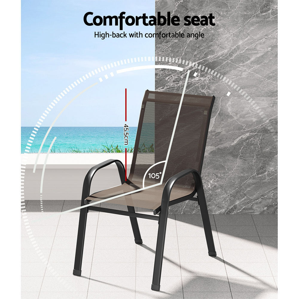 Durras Stackable Dining Chair, Brown 6pcs