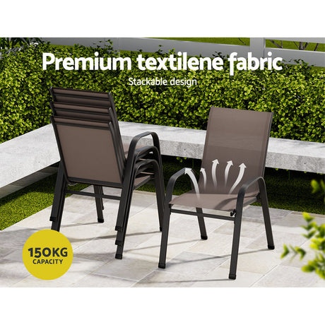 Durras Stackable Dining Chair, Brown 6pcs