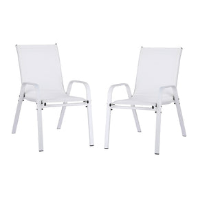 Callala Bay stackable outdoor dining chairs with Textilene seats on a balcony