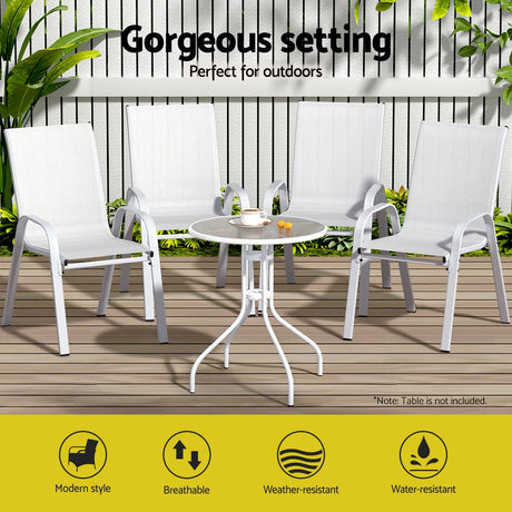 Gardeon 4 Piece Stackable Outdoor Dining Chairs White Grey or Black — Allure Home Collections