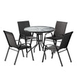 Gardeon Outdoor Dining Set Black Table and Stackable Chairs Indoor and Outdoor — Allure Home Collections