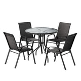 Gardeon Outdoor Dining Set Black Table and Stackable Chairs Indoor and Outdoor — Allure Home Collections