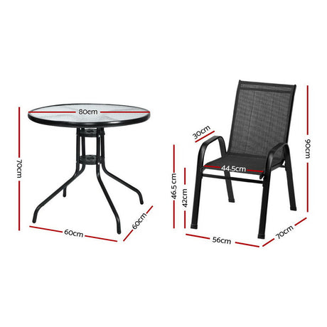 Gardeon Outdoor Dining Set Black Table and Stackable Chairs Indoor and Outdoor — Allure Home Collections