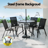 Gardeon Outdoor Dining Set Black Table and Stackable Chairs Indoor and Outdoor — Allure Home Collections