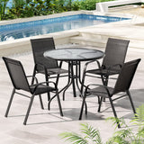 Gardeon Outdoor Dining Set Black Table and Stackable Chairs Indoor and Outdoor — Allure Home Collections