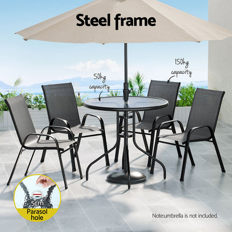 Gardeon Outdoor Dining Set Modern Table and Four Stackable Chairs Indoor and Outdoor — Allure Home Collections